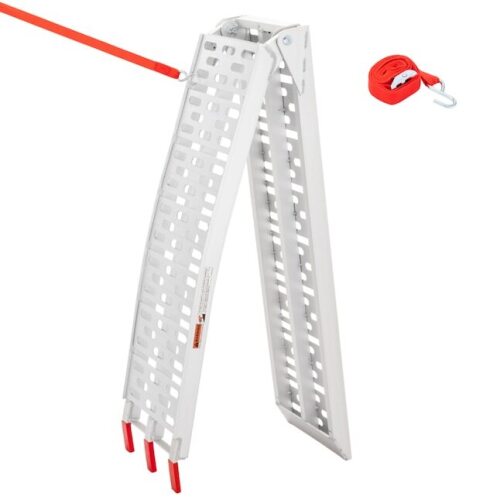TUFFIOM 1-Pack 7ft Aluminum Truck Ramps with 750lbs Capacity/Motorcycle Ramps with Load Straps for Pickup Trucks/ATV Loading Ramp for UTV