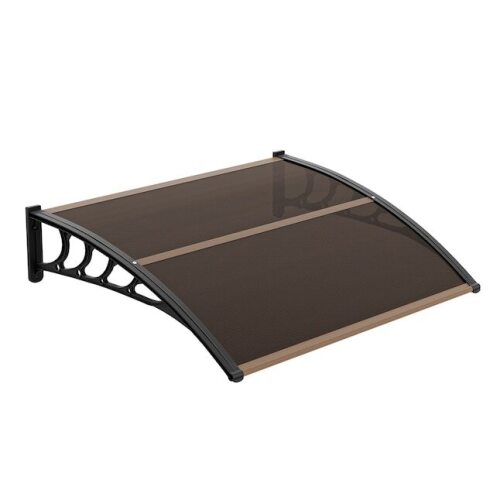 VINGLI 40-in D x 48-in W Awnings for Doors Polycarbonate Cover Patio Door Awning Rain Snow Sunlight Protection Hollow Sheet Brown