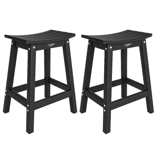 VINGLI 24-in 2-Pcs HDPE Weather-Resistant Patio Bar Stools Black