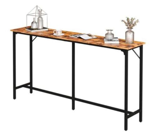 43"-71" Wooden Top Bar Long Counter Height Pub Table with Robust Metal Frame and Easy-Clean Surface Scratch for Bar