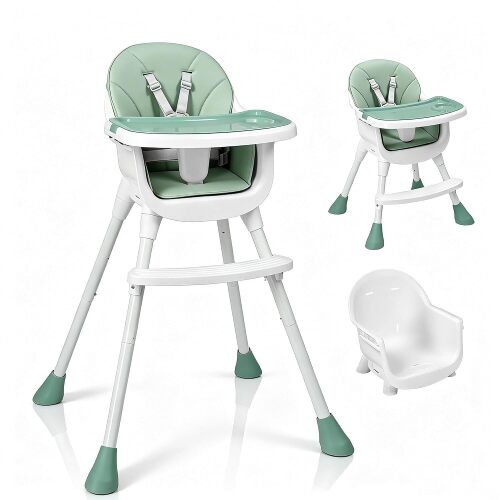 LALAHO 3-in-1 Baby High Chair, Portable Adjustable,Removable Dual-Layer Tray