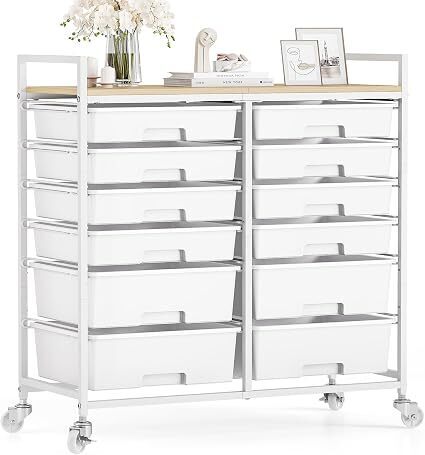 ALL WHITE - TOOLF 12 Drawers Rolling Storage Cart