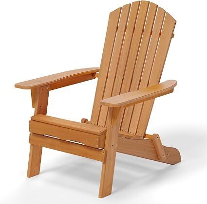 VINGLI Folding Adirondack Chair, Wood Adirondack Chairs for Outdoor, Foldable Fire Pit Chairs for Patio, BBQ, Porch, Yard, Pool