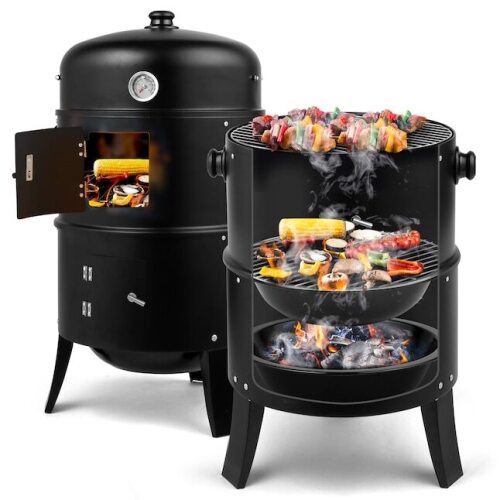 Winado Charcoal Grill 18-in W Black Barrel Charcoal Grill