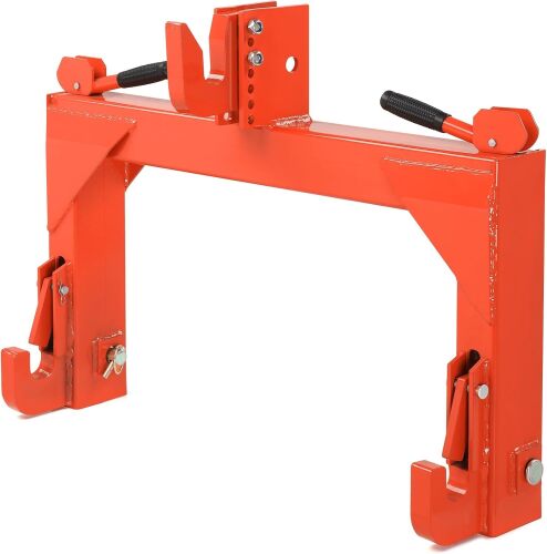 3 Point Quick Hitch 3000 lbs Adaptation to Category 1 & 2 Tractor | 3-Pt Attachments with 5 Level Adjustable Bolt, Orange