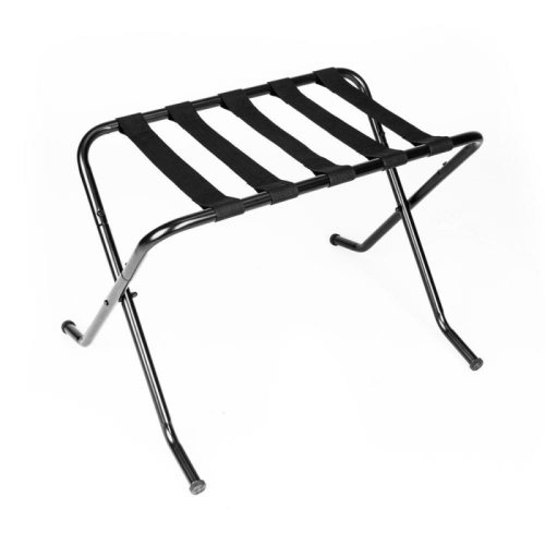 Ktaxon Portable Folding Metal Luggage Rack with Nylon Belts Suitcase Stand Holder Shelf Space Saving Easy to Install for Travel, Home, Hotel, Guest Room, Bedroom - Black