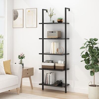Winado Ladder Bookcase Dark Walnut