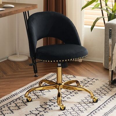 Winado 23 inch Black Task Chair Office Desk Chair Make Up Chair With Wheels