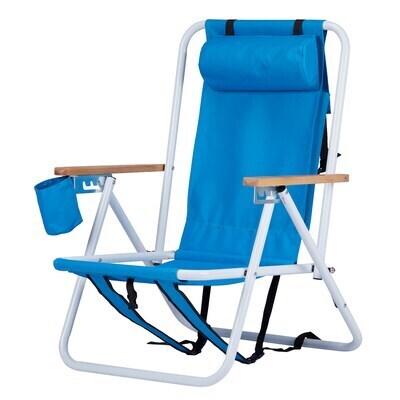 VINGLI 2-Pcs 31H Portable Backpack Beach Chairs with Headrest and Cup Holder/Heavy Duty