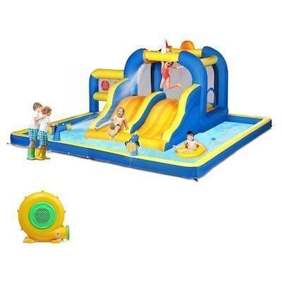 181 x 181 inch Bounce House with Slide and Air Blower