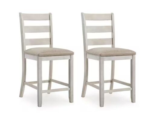 Signature DESIGN BY ASHLEY Skempton Beige Polyester Counter Height Bar Stool, 2 Pack