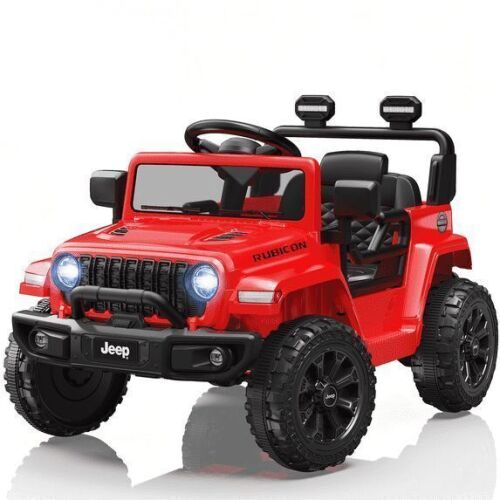 12V Jeep Wrangler Rubicon Powered Ride on Car with Rear Wheels Suspension, Remote Control, Lights, Music