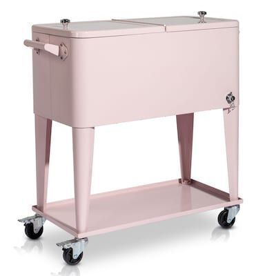 80 QT Pink Patio Cooler Cart