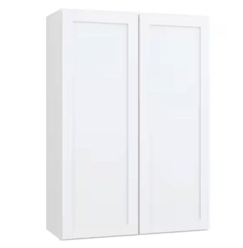 Hampton Bay Courtland 30 in. W x 12 in. D x 42 in. H Assembled Shaker Wall Kitchen Cabinet in Polar White
