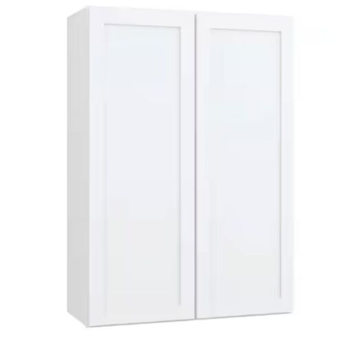 Hampton Bay Courtland 30 in. W x 12 in. D x 42 in. H Assembled Shaker Wall Kitchen Cabinet in Polar White