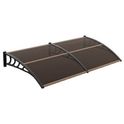 VINGLI 80-in W x 40-in D x 10-in H Polycarbonate Brown Board and Black Bracket Patio Door Awning