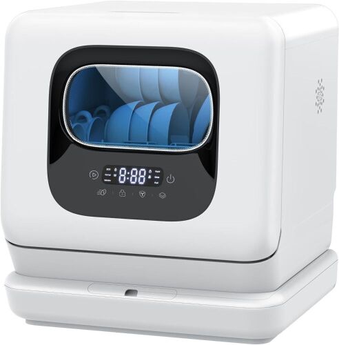 Portable Countertop Dishwasher, 6 Washing Programs, Built-in Water Tank