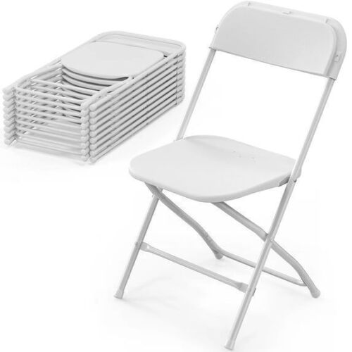 10 Pack White Plastic Folding Chairs