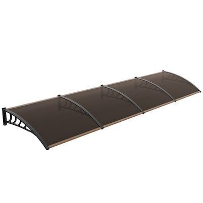 VINGLI 2.9FT x 13FT Polycarbonate Window Awning with Brown Board and Black Bracket