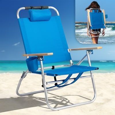 VINGLI 13-in Aluminum Backpack Beach Chair with Adjustable Straps