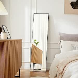Black Rectangular Full Body Mirror with Aluminum Alloy Frame 16" x 59"