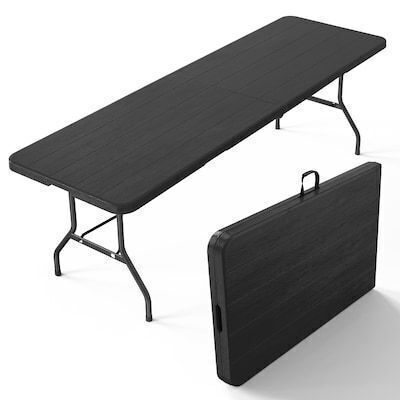 VINGLI 8 Foot Portable Rectangular Plastic Folding Table with Carrying Handle
