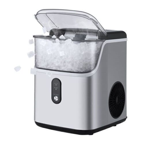 Nugget Ice Maker Countertop, 35 lbs/Day, Stainless Steel, First Ice in 7 Mins, 43 dB Quiet, One-Touch Self-Cleaning
