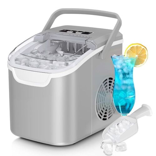 Countertop Ice Maker Machine, 26Lbs/Day, 2 Sizes, Self-Cleaning, Basket/Scoop