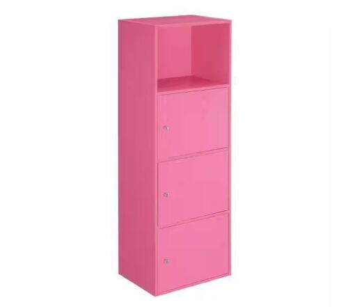 Convenience Concepts Xtra Storage Pink 3-Door Cabinet with Shelf