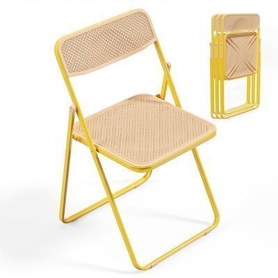VINGLI 4-Pcs Modern Iron Frame Accent Folding Chair with Woven Texture Panel