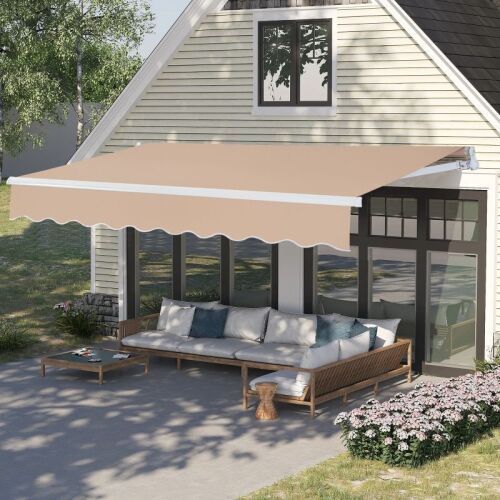 12 x 10 Ft Retractable Patio Awning Sand Khaki