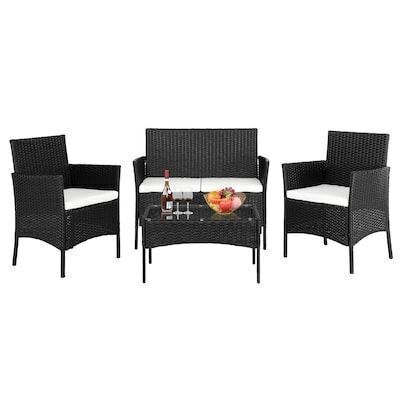 VINGLI 4 Pieces Wicker Patio Furniture Set