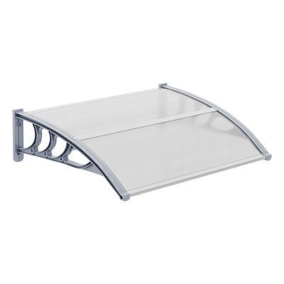 VINGLI 40-in W x 30-in D x 10-in H Polycarbonate Clear Board and Grey Bracket Patio Door Awning