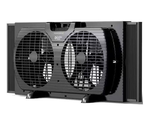 Comfort Zone 9 in. Electric Twin Window Fan with 3 Fan Speeds, 22 in. Diameter, Quiet Setting, Black