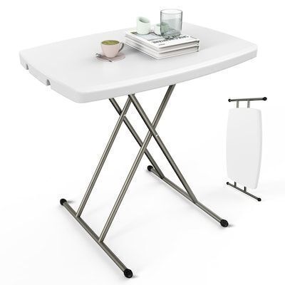VINGLI 19.7D x 30W x 28H HDPE Adjustable Folding Table White