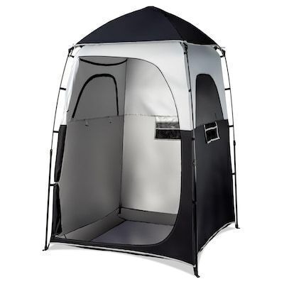 VINGLI 6.8ft Pop Up 1-Room Shower Tent with Mesh Floor and Carrying Bag Black