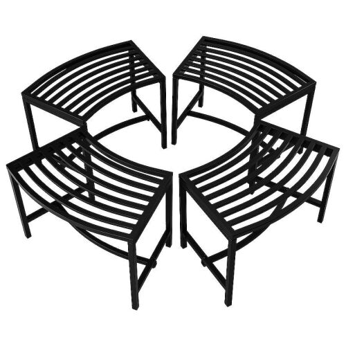 VINGLI 4-Pcs Metal Curved Fire Pit Benches