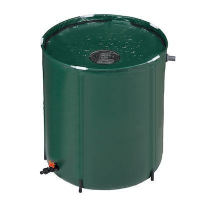 VINGLI 66-Gallon Green Collapsible Rain Barrel with Filter Spigot Overflow Kit