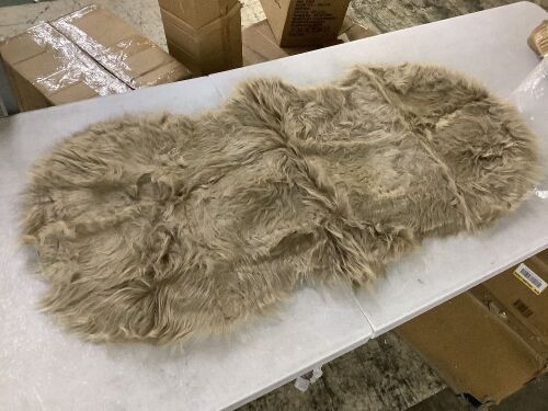 2 ft. x 4 ft. Beige Cozy Fuzzy Rugs Specialty Sheepskin Faux Fur Area Rug