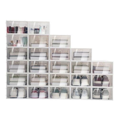 Stackable Foldable Shoe Boxes, 24 Pack