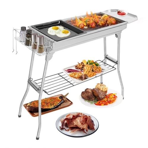 ROVSUN 39" Portable Stainless Steel Charcoal Grill Foldable