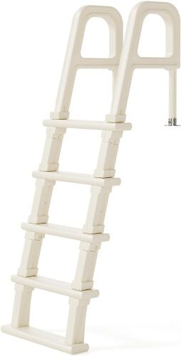 VINGLI Pool Ladder, 5-Step Inclined PE Pool Stairs with Double Handrails