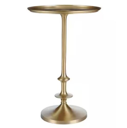 Home Decorators Collection Bellkirk Round Gold Metal Accent Table (14.5 in. W x 22.25 in. H)