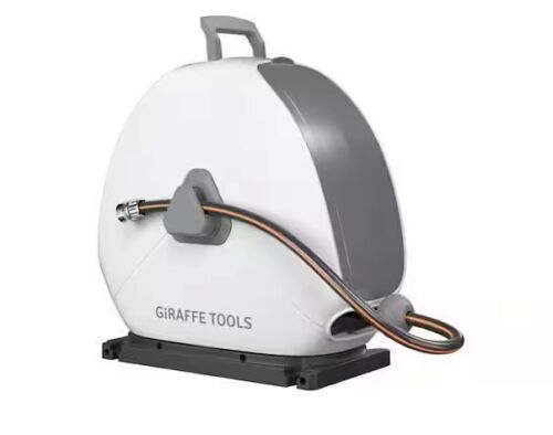Giraffe Tools Ground-Mounted Retractable Hose Reel-1/2 in.-82 ft. Light Grey