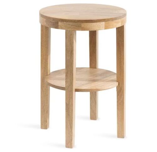 Kate and Laurel Talcott 16 in. Natural Round Solid Wood End Table