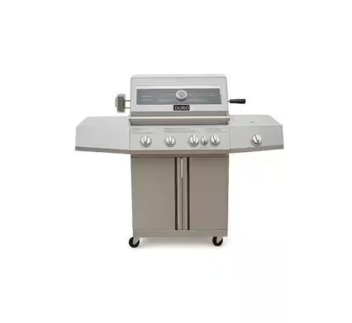 Duro 4-Burner Propane Gas Grill in Stainless Steel with Side and Rear Burner
