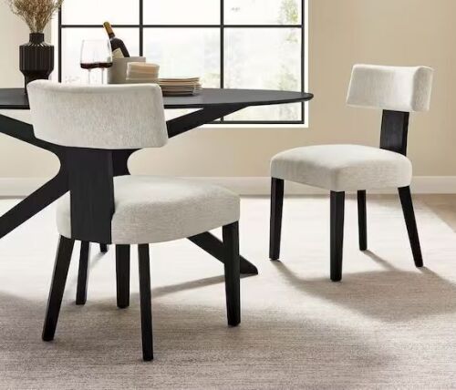 MODWAY Nalani Dining Chairs - Set of 2 in Heathered Weave Ivory Black