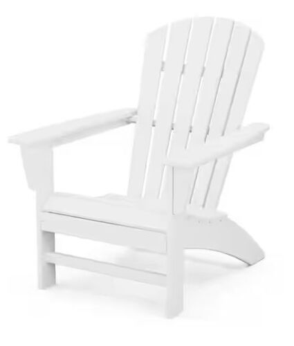 POLYWOOD Grant Park Traditional Curveback White Plastic Outdoor Patio Adirondack Chair