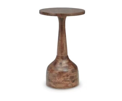 Signature DESIGN BY ASHLEY Joville 14 in. Brown Round Wood End Table with Pedestal Base