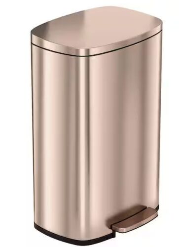 iTouchless 13.2 Gal. Rose Gold SoftStep Rectangular Household Metal Trash Can with Odor Filter